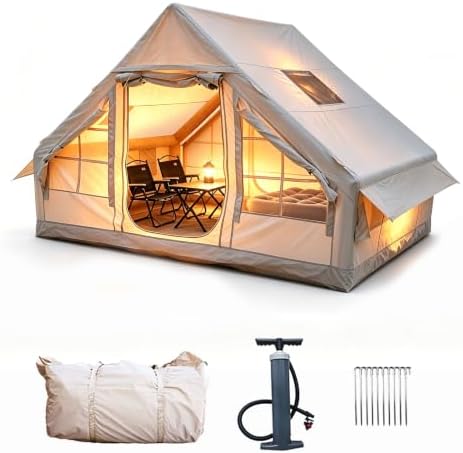4-Person Inflatable Camping Glamping Tent, 9.8'x6.9' 6.6ft Height