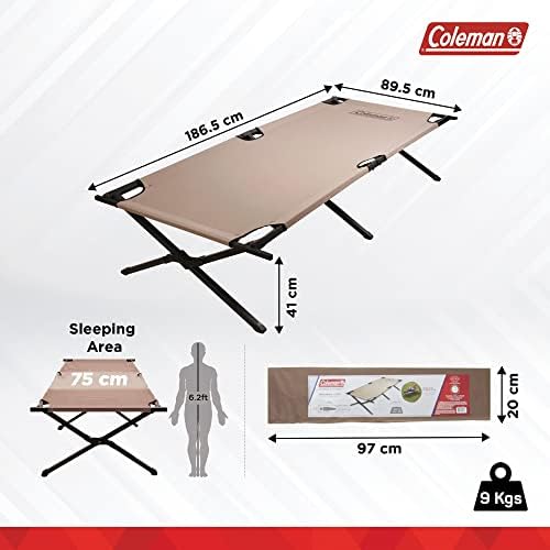 Coleman Trailhead II Large Folding Cot with Easy Setup & Takedown, Supports Adults up to 6ft 2in or 300lbs, Great for Camping, Lounging, Elevated Sleeping, Guests, & More
