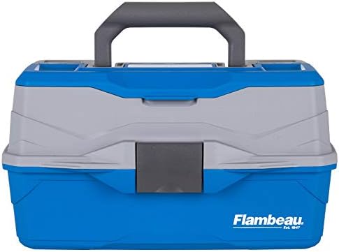 Flambeau Outdoors 6382 2-Tray Tackle Box, 15 Compartments, Blue and Gray