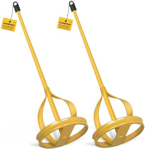 Hanpex 2Pc. Paint and Mud Mixer, Paint Stirrer for Drill in 1 to 5 Gallon Bucket, Suitable for all Standard Drill Bits, Hex Head Anti-slip, Easy Clean, Painting and Plastering Mixer Stirrer Tool