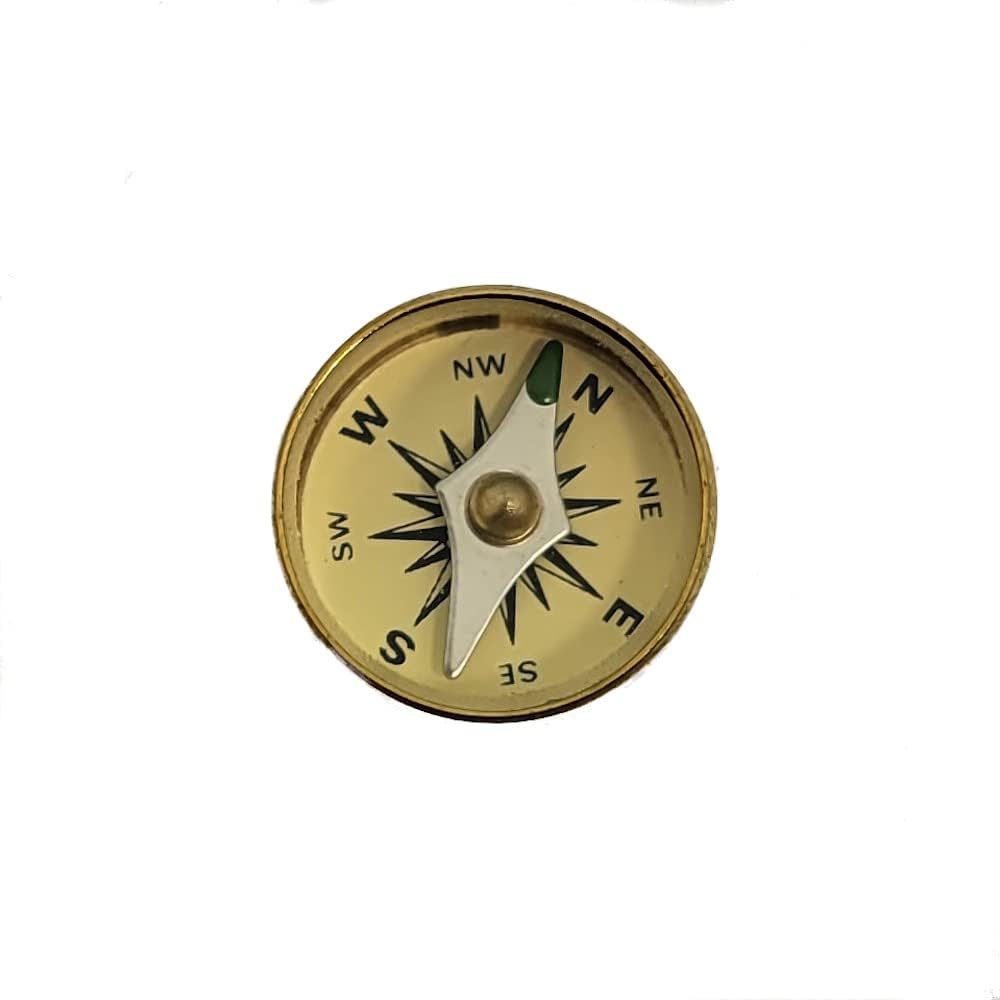 Survival Button Compass | Small, Inexpensive, Air-damped Brass Compasses | Great for Survival Kits, School Teaching Projects, Jewelry Making, Camping, and Hiking