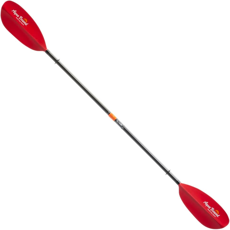 AQUA BOUND Manta Ray Hybrid 2-Piece Posi-Lok™ Kayak Paddle - Carbon Shaft, Fiberglass-Reinforced Nylon Blades with Dihedral Design, Adjustable Offset, High-Angle Performance