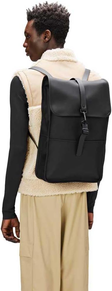 RAINS Backpack Black Waterproof Laptop Bag for Men and Women, Work Bag