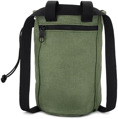 Oso Supply Co - Waxed Canvas Chalk Bag for Rock Climbing, Bouldering Chalk Bucket with Belt, Waterproof, Zippered Pocket - Perfect Rock Climbing Gear, Equipment for Indoor/Outdoors