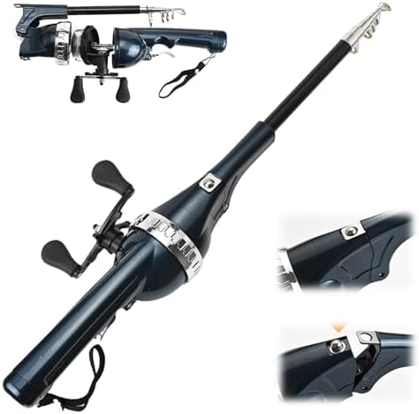 Foldable Fishing Rod, 2025 New Easy Fish Collapsible Folding Pole, Pocket Telescopic Fishing Rod with Reel Combo, Rod and Wheel Integrated