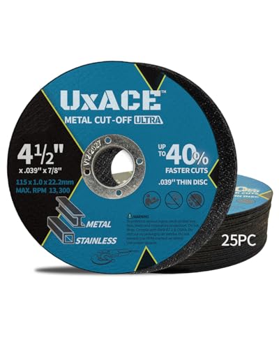 4-1/2 Inch Cut-Off Wheel for Metal, Stainless Steel, Aluminum Cutting, Professional Super Thin Metal Cutting Disc for Angle Grinder, Die Grinder or Cut-Off Tools, 7/8 inch Arbor, 25 Pack