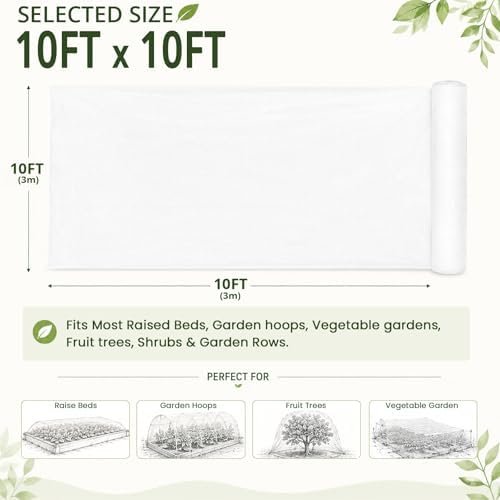 10Ft x 10Ft Garden Netting, Fine Mesh Insect Netting for Plant Protection