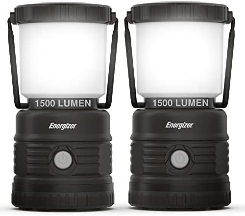 ENERGIZER LED Lantern X1500 (2-Pack), IPX4 Water Resistant Tent Lights, Super Bright Battery Powered Lanterns for Camping, Outdoors, Emergency
