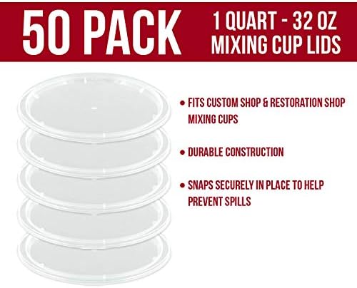 Custom Shop Paint Mixing Cup Lids Only, Box of 50) Quart Size, Lids Only