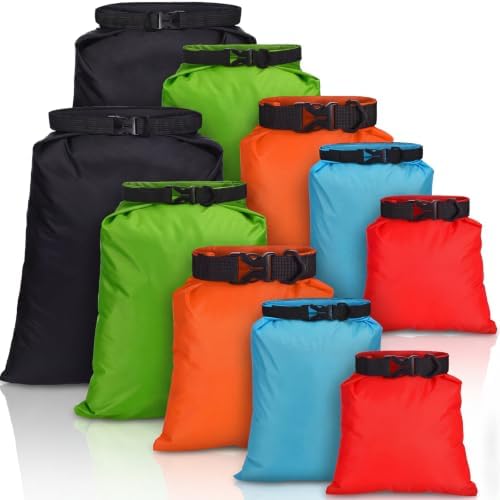 LEIFIDE 10 Pcs Ultralight Waterproof Dry Bags 5 Sizes Roll Top