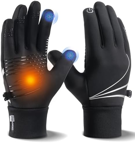 RUIXUE Winter Gloves for Men Women, Warm Thermal Windproof Touchscreen Non-Slip(Black,L)
