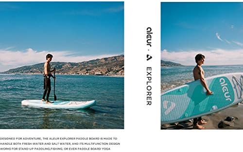 aleur Explorer Inflatable Stand Up Paddle Board Package W Premium SUP Accessories & Backpack, Non-Slip Deck, Leash, Paddle and Hand Pump | Elegant, Fun, Portable,Versatile