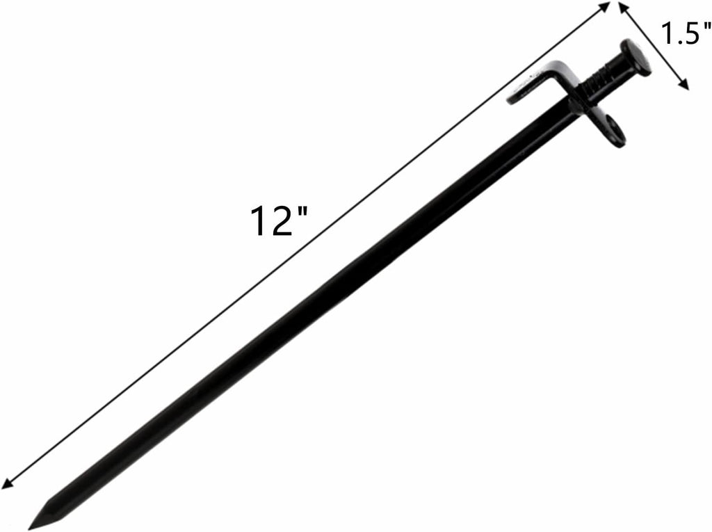 Lawei 12 Pack Tent Stakes, 12 Inch Heavy Duty Forged Steel Tent Pegs, Metal Camping Tarp Pegs Stakes for Outdoor Camping Canopy Trip, Unbreakable and Inflexible, Black