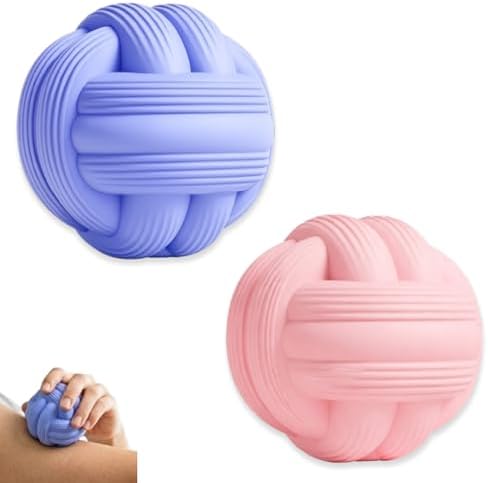 LEZER Dual-Texture Massage Ball, Heavyweight Trigger Point Ball, Deep Tissue Myofascial Release, Firm Yoga Therapy Ball for Muscle Knots, Plantar Fasciitis, Set of 2 (Blue and Pink)