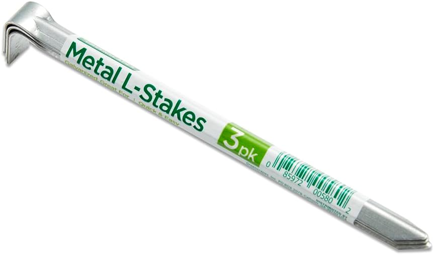 Greenscapes Metal L Stakes, 12-Pack (4 Bundles of 3) Heavy-Duty Garden Anchoring Stakes for Landscaping, Tents & Outdoor Projects