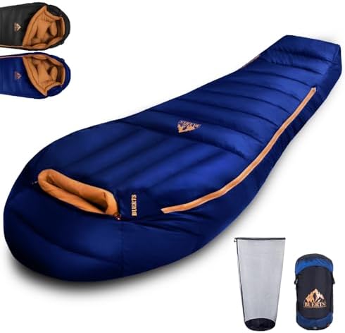 Down Backpacking Sleeping Bag.Cold Weather Sleeping Bag 30°F 20°F 10°F (Multiple Temperature Options), XL Large 4 Season Sleeping Bag for Adults Camping Hiking Mountaineering
