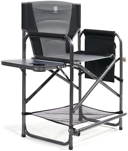 EVER ADVANCED 23.2" Medium Tall Directors Chair with Side Table 400LBS Grey