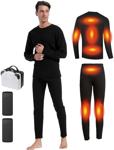 Heated Thermals Underwear Set for Men 8 Heating Zones Heated Pants and Shirt with 2 * 10000mAh Battery