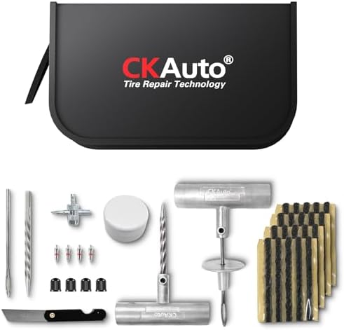 CKAuto 36 pcs Universal Tire Repair Kit with Plugs Heavy Duty Professional