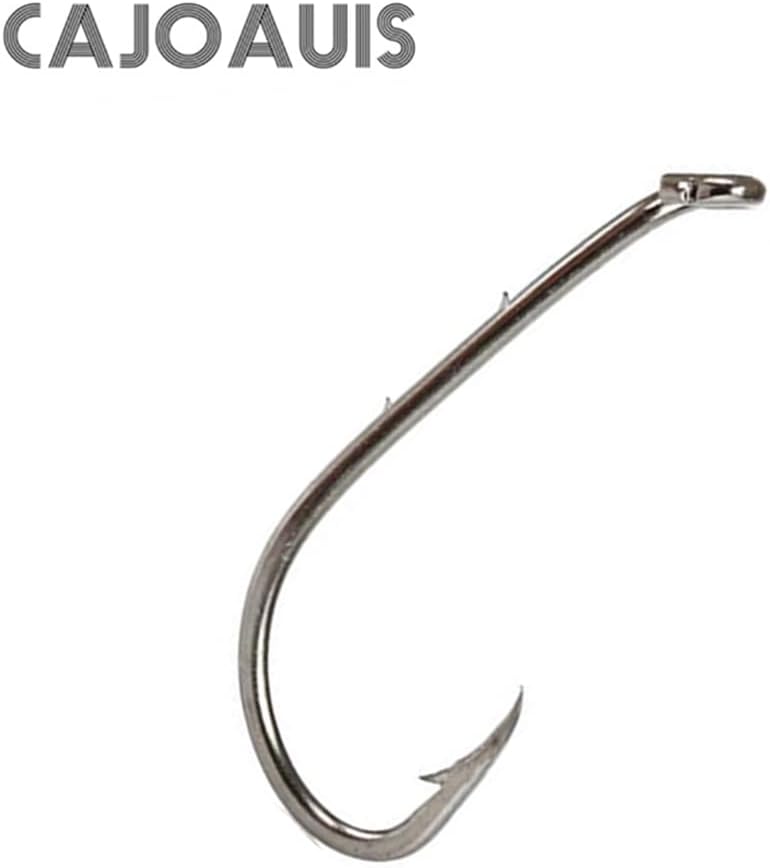 Baitholder Offset Fishing Hooks 100pcs Barbed Shank Down Eye Hooks