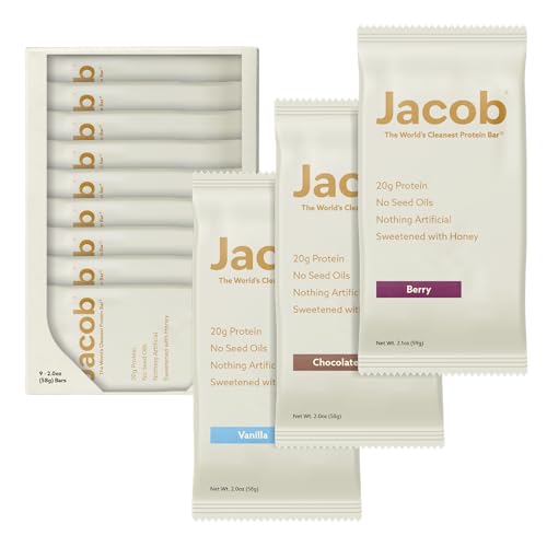 Jacob Bars, 20g Protein, Variety Pack 9pk - Grass-Fed, Seed Oil Free