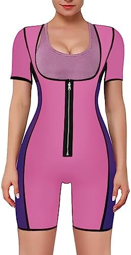 NonEcho Neoprene Sweat Sauna Suit Shaper for Women Slimming Full Body Shapewear Waist Trainer Workout Top with Sleeve