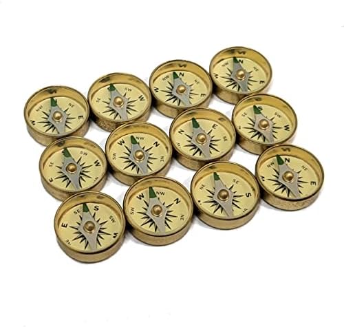Survival Button Compass | Small, Inexpensive, Air-damped Brass Compasses | Great for Survival Kits, School Teaching Projects, Jewelry Making, Camping, and Hiking
