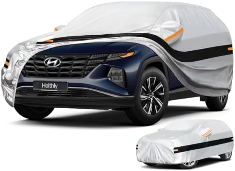 SUV Car Cover Waterproof All Weather for Compact SUV,100% Waterproof Outdoor Car Covers Rain Snow UV Dust Protection. Custom Fit for Hyundai Tucson, Kia Sportage, Ford Escape,etc