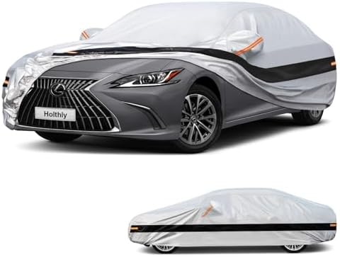 10 Layer Sedan Car Cover Waterproof All Weather for Automobiles,100% Waterproof Outdoor Car Covers Rain Snow UV Dust Protection. Custom Fit for Lexus ES, Cadillac CT5,Buick Lacrosse,etc