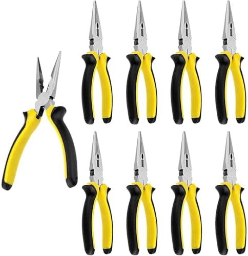 12 PCS 6 Inch Needle Nose Pliers Set, Long Nose Pliers with Wire Cutter, Mini Jewelry Needle Nose Pliers for Cutting Bending Wire Handmade Craft