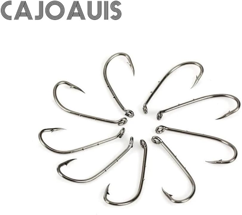 Baitholder Offset Fishing Hooks 100pcs Barbed Shank Down Eye Hooks