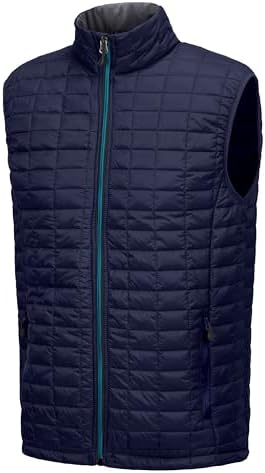 Little Donkey Andy Men's Puffer Vest, Lightweight Warm Sleeveless Jacket for Hiking Travel Golf Twilight Blue/Black L