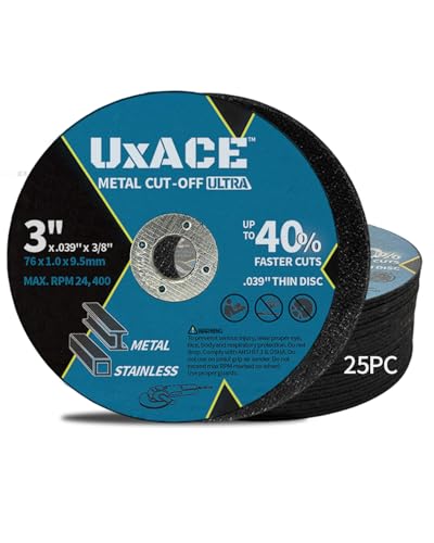 3 Inch Cut-Off Wheel for Metal, Stainless Steel, Aluminum Cutting, Professional Super Thin Metal Cutting Disc for Angle Grinder, Die Grinder or Cut-Off Tools, 3/8 inch Arbor, 25 Pack