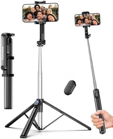 Fuloview 67” Selfie Stick Tripod for iPhone, Lightweight Travel Phone Tripod with Wireless Remote, Extendable Cell Phone Stand for Photography, Video & Live Streaming – Black