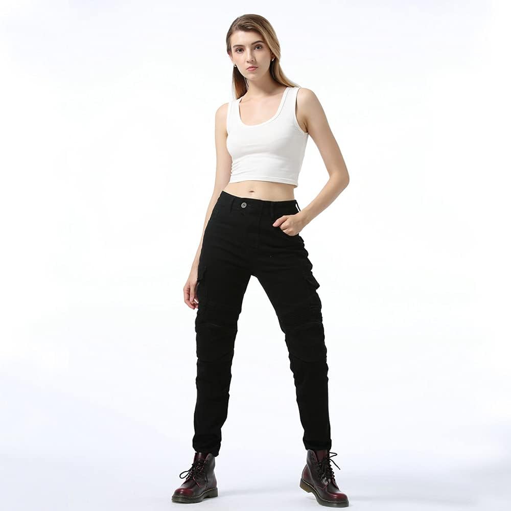 LOMENG Motorcycle Riding Pants Women with CE Level 2 Removable Armor