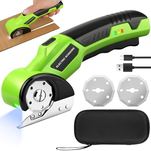 Cordless Electric Scissors, 4V Rechargeable Rotary Cardboard Cutter
