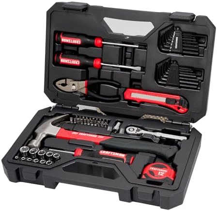 CRAFTSMAN 57 Piece Mechanics Tool Set Home Tool Set, Sockets, Ratchet, Screwdrivers, Hammer, Pliers, Hex Keys, Specialty Bits Hand Tools (CMMT99447)