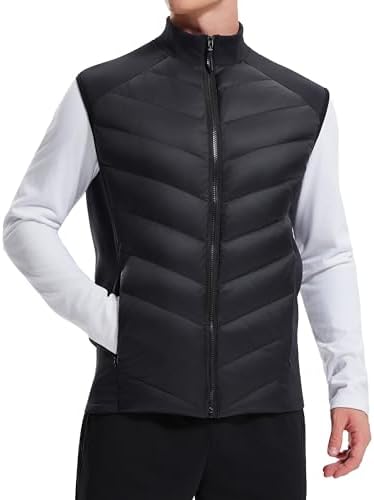 AFZ Men's Lightweight Puffer Vest 800FP Winter Down Vest Sleeveless Quilted Water Resistant Running Jacket with Pockets