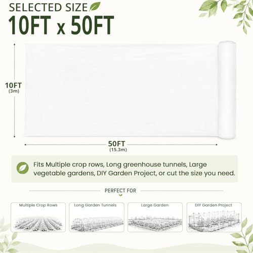 10Ft x 50Ft Garden Netting, Fine Mesh Insect Netting for Plant Protection