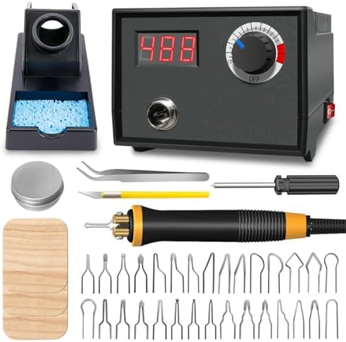FIRElood Wood Burning Tool,Wood Burning kit Pen 25~750℃,Professional Wood Burning kit,with Digital Thermometer Temperature Adjustable Temperature,1 Wood Burning pens, 30 Wood Burning Pen Tips