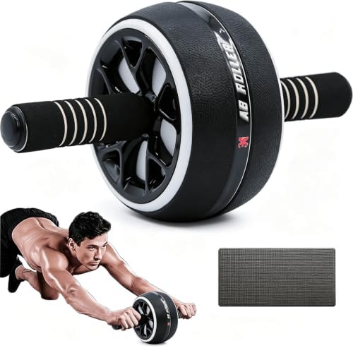 AB Wheel Roller, Exercise Abdominal Wheel Fitness for Gym & Home, Work-out Strength-Training Equipment with Knee Pad