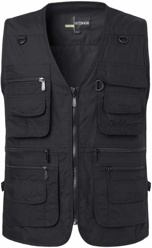 PASOK Men's Work Fishing Vests Lightweight Safari Travel Hunting Waistcoat With Multi-Pockets