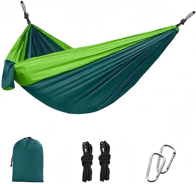 Camping Hammock with Tree Straps Portable Nylon Green 118"x78"