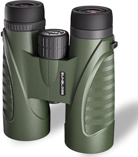 12x42 Binoculars for Adults High Powered, Super Bright BAK4 Prism Waterproof HD Binoculars with Low Light Vision for Bird Watching Hiking Hunting Outdoor Travel Road Trip Stargazing Cruise (Green)