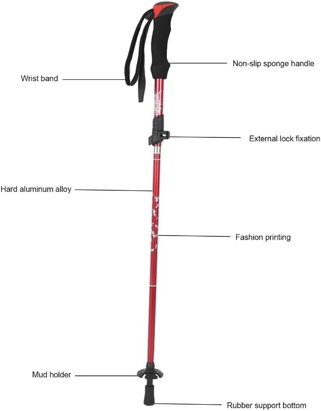 5-Section Collapsible Trekking Pole - Adjustable Aluminum Alloy Walking Stick for Climbing, Camping and Hiking, 110cm Folding Design with Anti-Shock and Non-Slip Grip