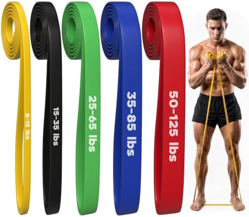 Pull Up Resistance Bands Set of 5 (8-125 lbs) Heavy Duty Workout Bands