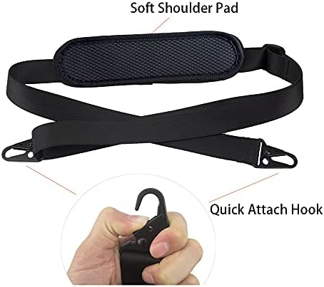 SUP Carrier Shoulder Strap Adjustable Carrying Sling Paded Bag Belt for Surfing and Paddle Board with Metal Hooks Accessories - Black (2)