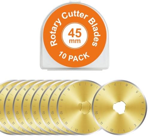 Titanium Coated 10 Packs 45mm Rotary Cutter Blades 45mm Quilting supplies Rotary Cutter Blades for fabric by SSPONT, compatible with OLFA,Fiskars,Mr.Pen,DAFA,Truecut etc. Sharp and Durable