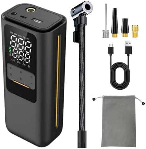BL-01 Mini Cordless Tire Inflator, 120 PSI USB-C Rechargeable Brushless Air Pump with Digital Pressure Gauge and Auto Shut-Off for Bikes, Cars and Balls
