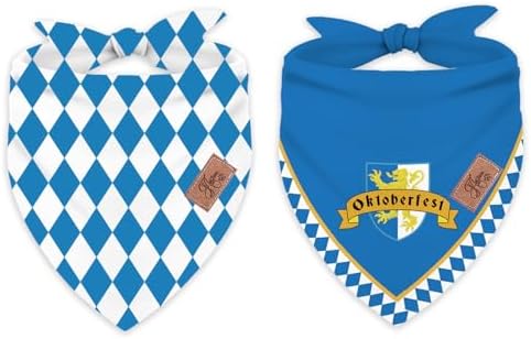 JarThenaAMCS 2Pcs Oktoberfest Dog Bandana German Bavarian Beer Triangle Pet Scarf Adjustable Pet Neckerchief for Medium Large Dog Cat Birthday Costume Accessories
